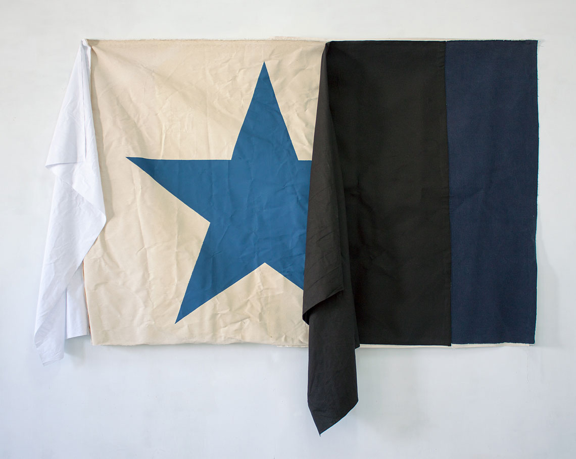 dark blue star on a flag